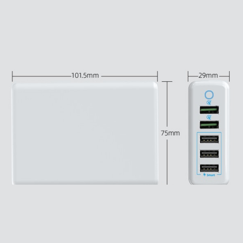 Load image into Gallery viewer, Qualcomm QC 3.0 60W 5 Ports Universal Phone &amp; Tablet Desktop USB Port Wall Charger Station Adapter 1.6M Length  (AU Plug) - Polar Tech Australia
