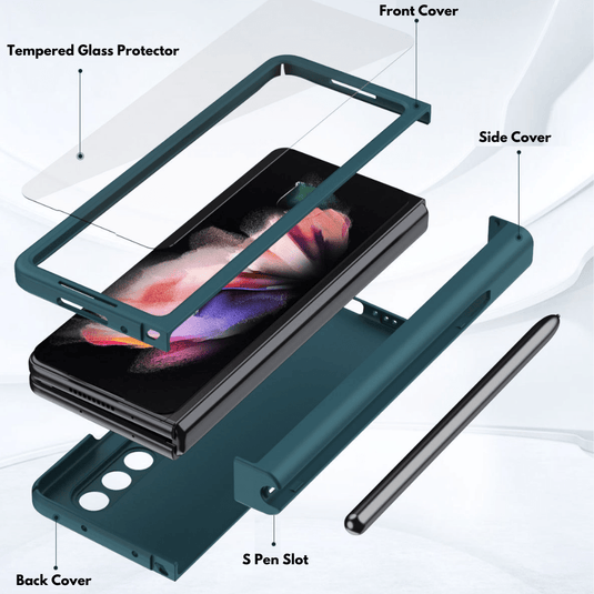 Samsung Galaxy Z Fold 4 5G (SM-F936) 360 Degree Full Covered Protection Transparent Hard Shell Case (Built-In Glass Protector) - Polar Tech Australia