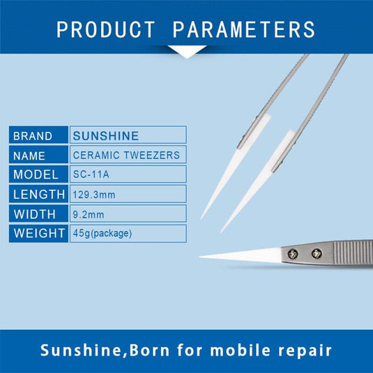 [SC-11A] SUNSHINE Jump Wire Precision Anti-Static Ceramics Tweezers - Polar Tech Australia