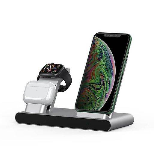 Chargez l&#39;image dans la visionneuse de la galerie, WIWU Aluminum Alloy Power Air 3 in 1 Fast Wireless Charging Station (MF500) - Polar Tech Australia
